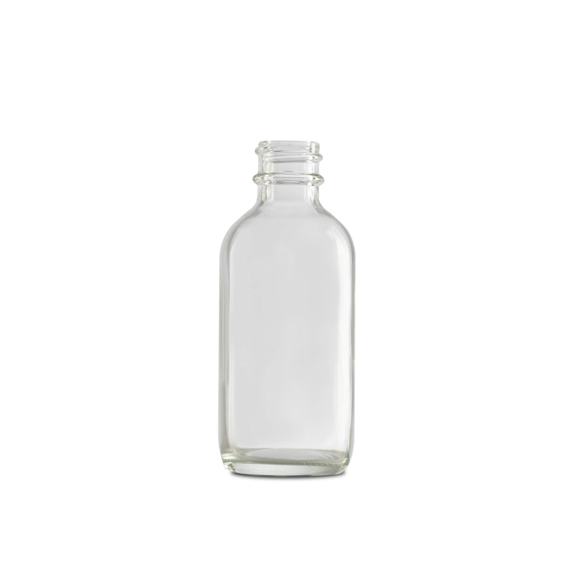 2 oz clear glass bottle is an economical option for packaging liquids. clear glass allows the consumer to see the product from all sides.