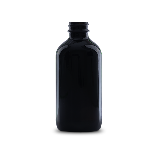 BOTELLA DE VIDRIO COLOR NEGRO UV DE 240 ML CUELLO 28-400